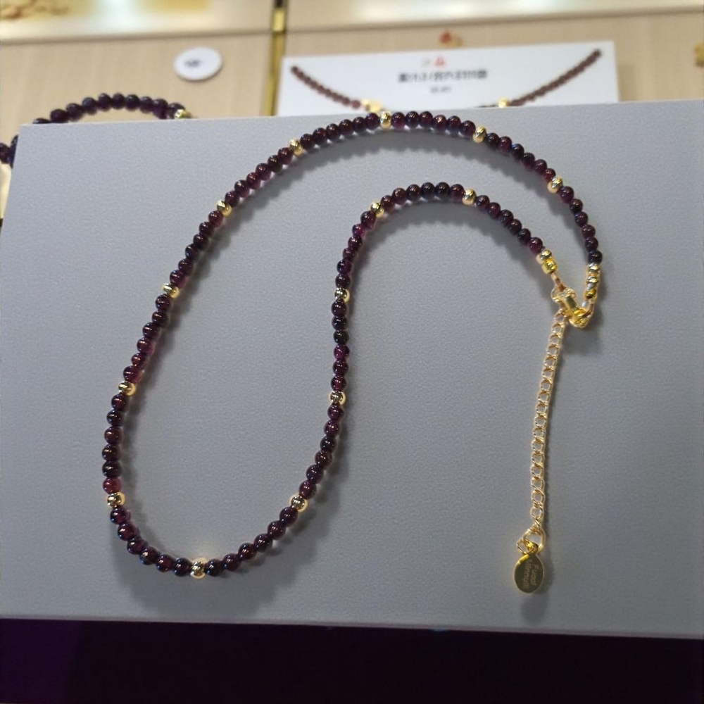 SALE!! Deep Burgundy Dainty Beaded Necklace